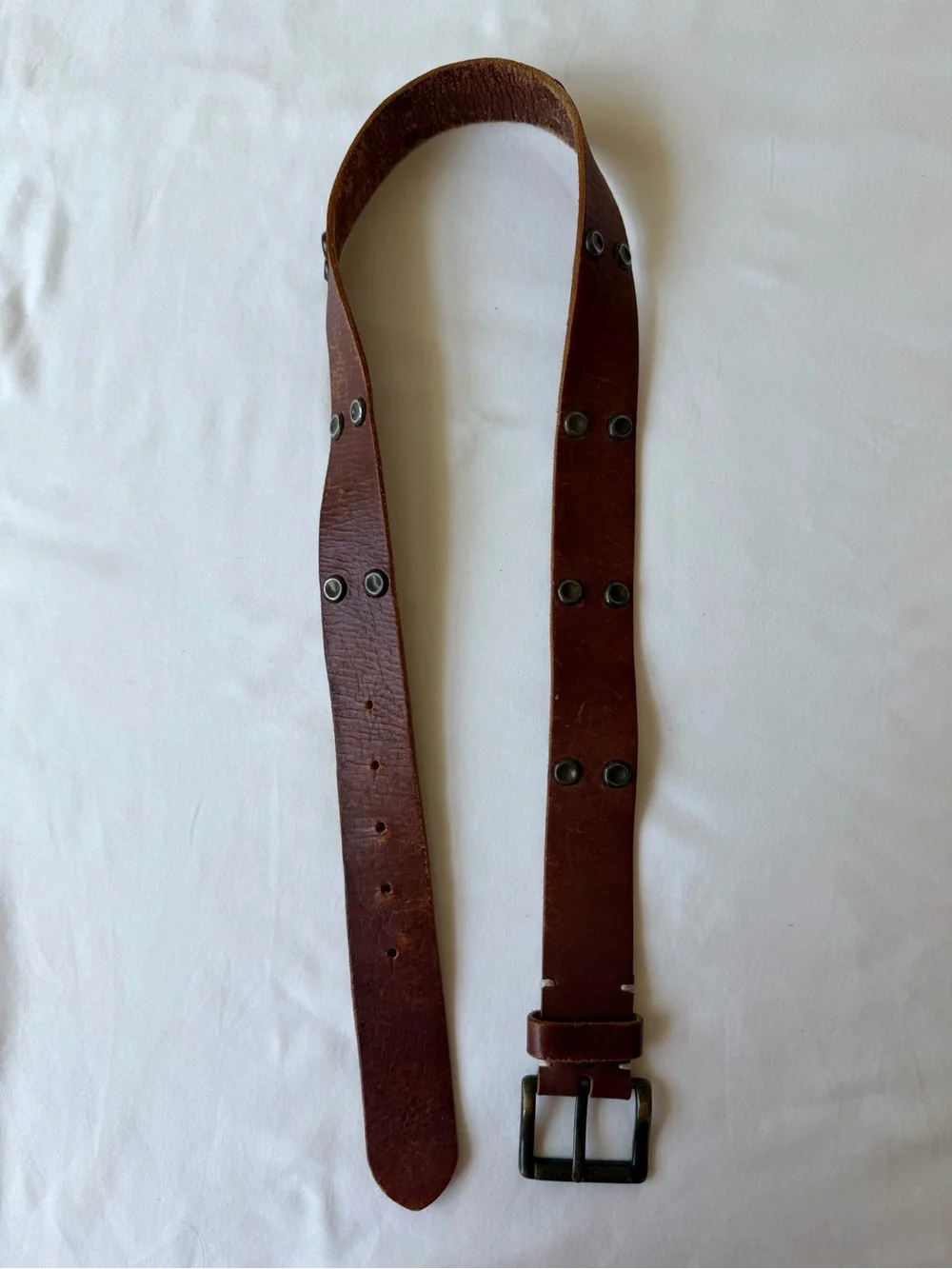 Vintage STAMP 10 Genuine Leather Studded Belt Size M W/ Brass Buckle